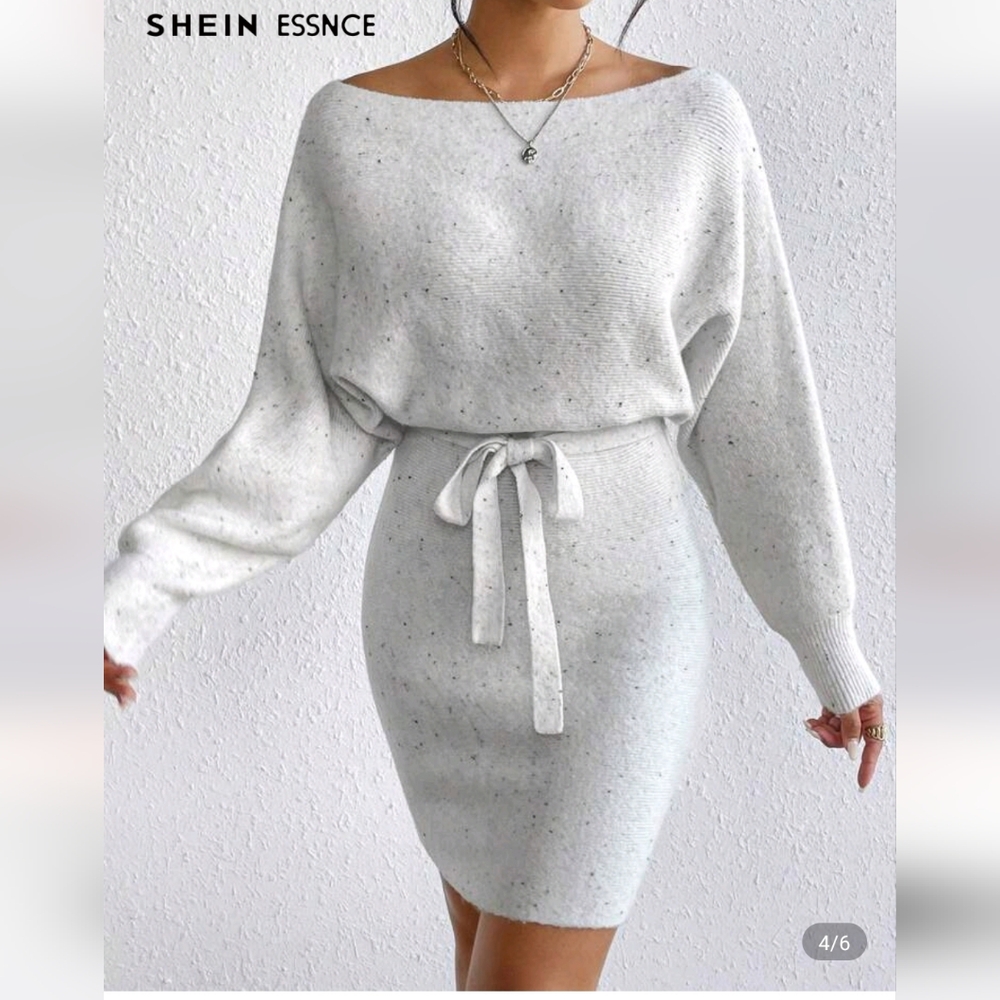 SHEIN Cream Midi Dress with Speckled Design - Picture 5 of 5